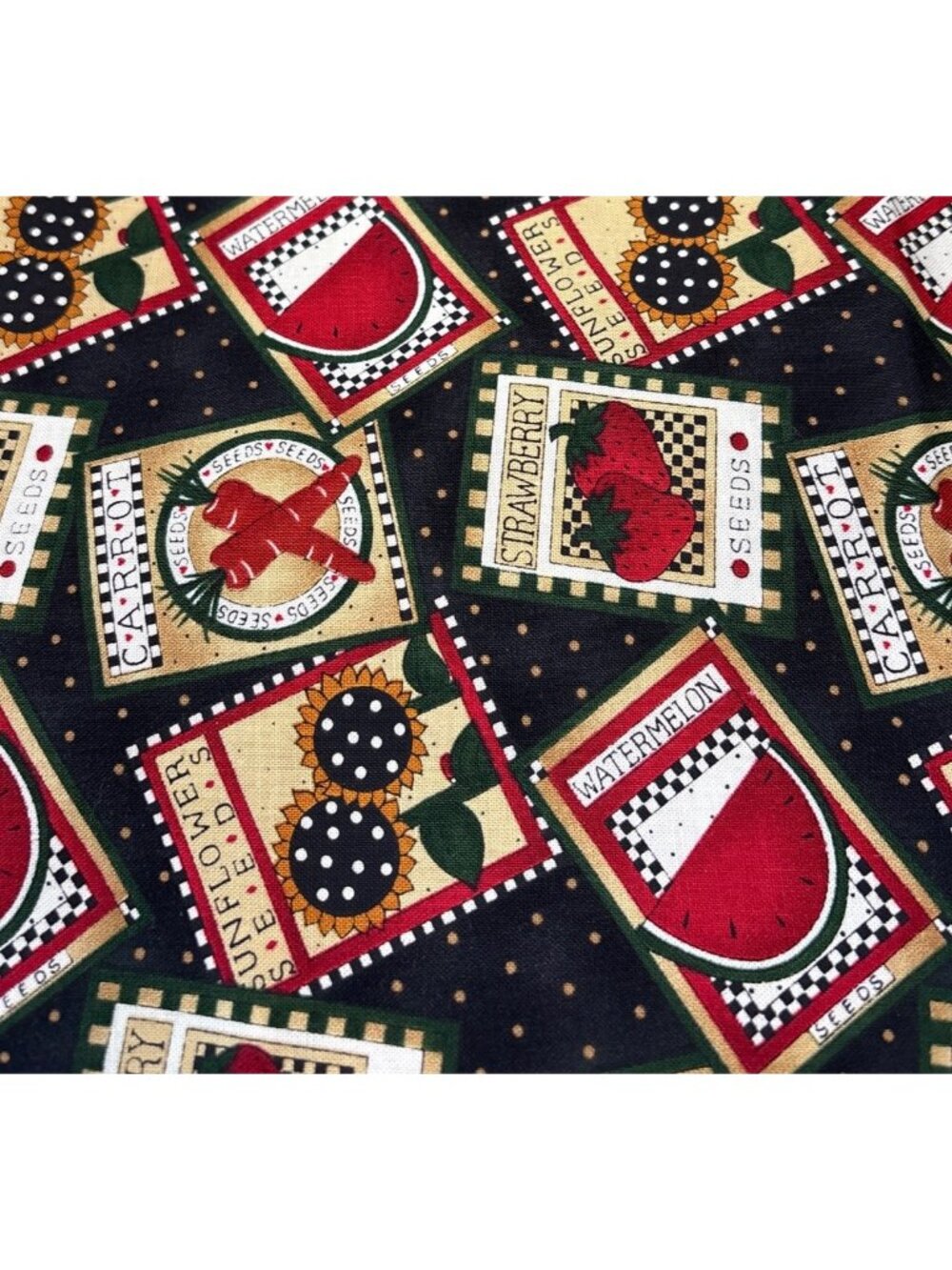 Debbie Mumm Seed Packet Quilting Cotton Fabric 1/2 yard x 44" Fruit Veggie Print